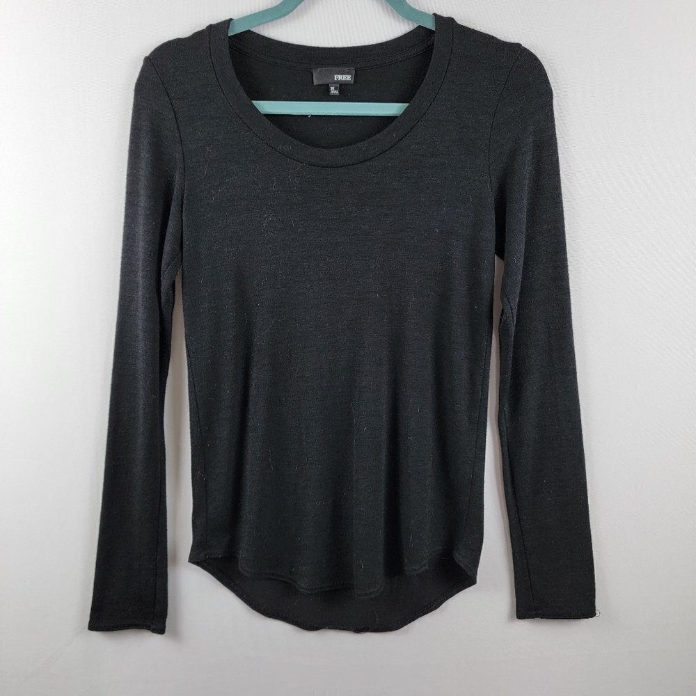 Wilfred Free Long Sleeve Jersey Tee Women's M Black Round Neck Stretch Rayon
